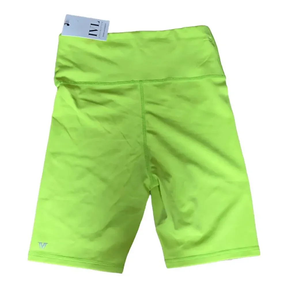 IVL Collective Neon Green Biker Shorts Size 6 Compression High Rise Collagen NEW - Picture 3 of 5